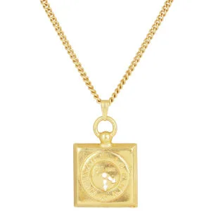 Susan Caplan Celine Gold Plated Chain Necklace Square Clock Pendant