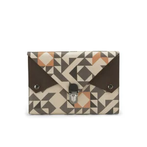 Kate Sheridan Graphic Print Tuck Tite Leather Clutch Bag - Multi Image 1