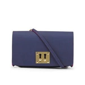 Sophie Hulme Women's Twin Keyhole Leather Clutch Bag - Navy Image 1