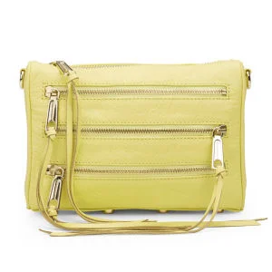 Rebecca Minkoff Women's Mini 5 Zip Leather Cross Body Bag - Pale Yellow