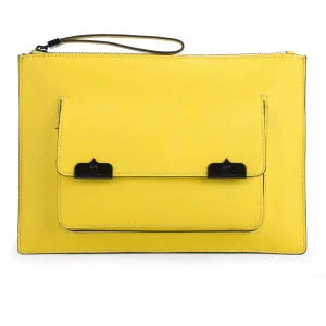 McQ Alexander McQueen Pocket Case Leather Clutch Bag - Citrus