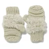 French Connection Helda Knit and Faux Fur Mittens - Cream - Image 1