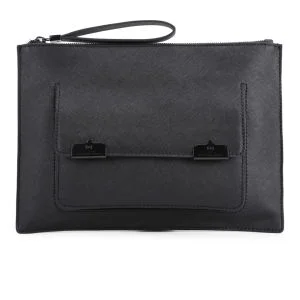 McQ Alexander McQueen Pocket Case Leather Clutch Bag - Black