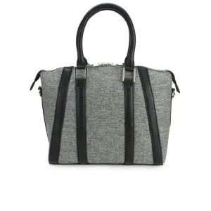 French Connection Women's Gia Tweed Mix Tote - Black/Grey Weave