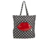 Lulu Guinness Red Lips Dot Foldaway Shopper Bag - Black - Image 1