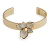 Maria Francesca Pepe Flower/Studded Thin Cuff - Gold/White - Image 1