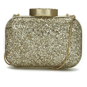 Lulu Guinness Glitter Flossie Clutch Bag - Gold Image 1