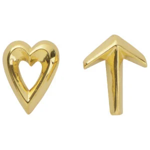 Daisy Knights Heart and Arrow Stud Earrings - Gold
