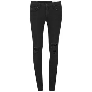 rag & bone Women's The Skinny Mid Rise Jeans with Holes - Soft Rock Image 1