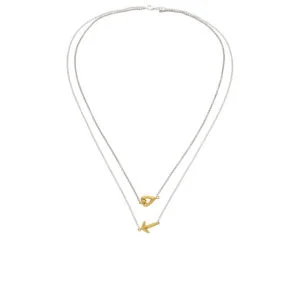Daisy Knights Heart and Arrow Double Necklace - Gold