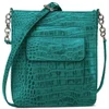 OSPREY LONDON The Carapace Polished Croc Leather Cross Body Bag - Kingfisher - Image 1