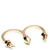 Maria Francesca Pepe Double Finger Ring with 2 Horns and Studs - Gold - Image 1