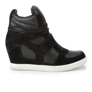 Ash Women's Cool Suede and Leather Hi-Top Wedge Trainers - Black Image 1