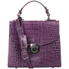 OSPREY LONDON The Maudie Polished Croc Leather Cross Body Bag - Purple - Image 1
