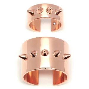 Maria Francesca Pepe Set of Midi Rings with Spikes - Rose Gold