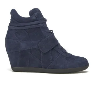 Ash Women's Bowie Suede Hi-Top Wedged Trainers - Midnight Image 1