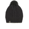 UGG Cable Knit Nyla Beanie with Fur Pom - Black/Multi - Image 1