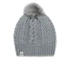UGG Cable Knit Nyla Beanie with Fur Pom - Grey - Image 1