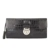 OSPREY LONDON Lamaar Croc Leather Long Clutch Bag - Black - Image 1