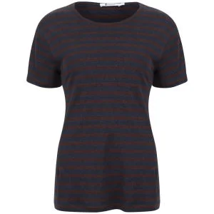 T by Alexander Wang Women's Linen Stripe Tee - Ink and Iodine Image 1