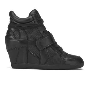 Ash Women's Bowie Ter Leather Hi-Top Wedged Trainers - Black Image 1
