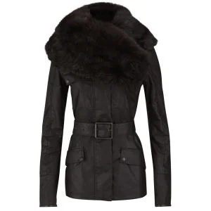 Knutsford Women's Wax Cotton Field Jacket with Detachable Toscana Collar - Dark Brown Image 1