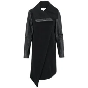 Helmut Lang Women's Wool and Leather Mix Coat - Black Image 1