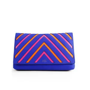 Matthew Williamson Women's Nomad Neon Stripe Leather Clutch Bag - Persian Blue Image 1