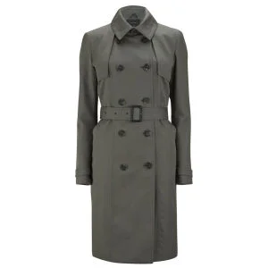 Knutsford Women's Mid Length Cotton Trench Coat with Signature Lining - Dark Khaki Image 1