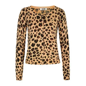 Moschino Cheap and Chic Women's A0960 Leopard Print Cardigan - Peach Image 1