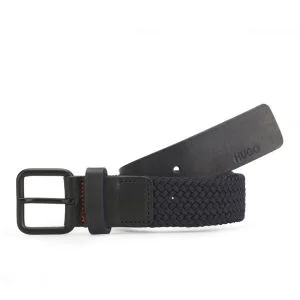 HUGO Goriano Leather Textile Strap Belt - Dark Blue