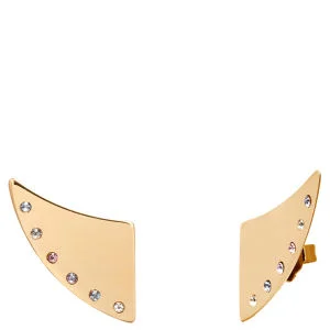 Maria Francesca Pepe Thorn Shaped Rainbow Swarovski Crystal Earrings - Gold
