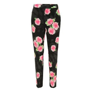 Moschino Cheap and Chic Women's J0311 Silk Rose Print Trousers - Black/Multi