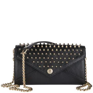 Rebecca Minkoff Leather Wallet on a Chain with Studs - Black