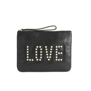 Rebecca Minkoff Pearl 'Love' Leather Clutch Bag -  Black Image 1