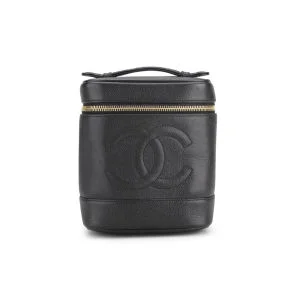 Chanel Vintage Black Caviar Leather Vanity Case Bag - Black Image 1