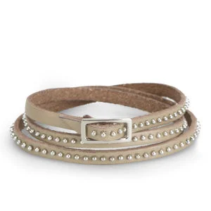 Markberg Women's Marissa Skinny Studded Leather Bracelet - Latte Image 1