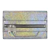 MILLY Delano Metallic Leather Hand Through Clutch Bag - Silver - Image 1