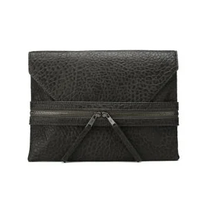 French Connection Nai Leather Look Clutch Bag - Charcoal Image 1