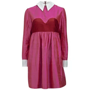 House of Holland Women's Aurora Longsleeve Dress with Collar - Pink Image 1