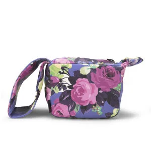 Carven Floral Small Leather Pouch Bag - Blueberry Image 1