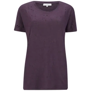 IRO Women's T-Shirt with Holes - Dark Purple