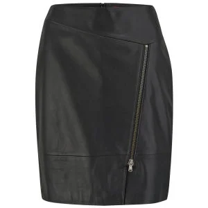 HUGO Women's Lonca Zip Up Leather Pencil Skirt - Black