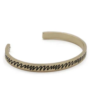 Maria Francesca Pepe Thin Cuff with Enameled Scribble - Gold