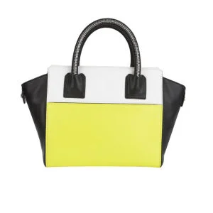 MILLY Logan Collection Small Leather Tote Bag - Limeade Image 1