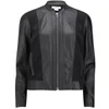 Helmut Lang Women's Leather and Jersey Sweat Combo Jacket - Black - Image 1