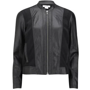 Helmut Lang Women's Leather and Jersey Sweat Combo Jacket - Black