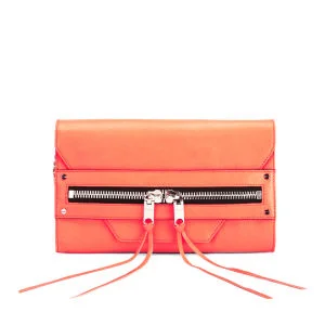 MILLY Women's Riley Hand Through Leather Clutch Bag - Neon Peach Image 1