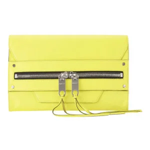 MILLY Riley Leather Clutch Bag - Limeade Image 1
