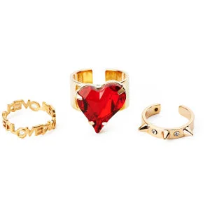 Maria Francesca Pepe Heart and Midi Ring Set - Gold